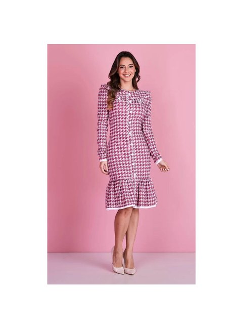 Vestido Laura Xadrez em Bengaline Com Elastano Tata Martello