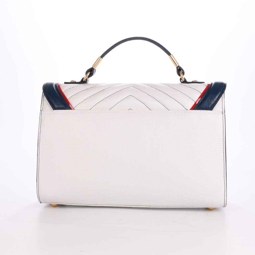 Bolsa Satchel Branco Azul Marinho Estelar Vermelho Tulipa