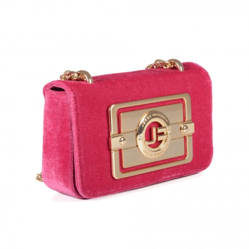 Bolsa Transversal Veludo Placa JB - Jorge Bischoff Rosa