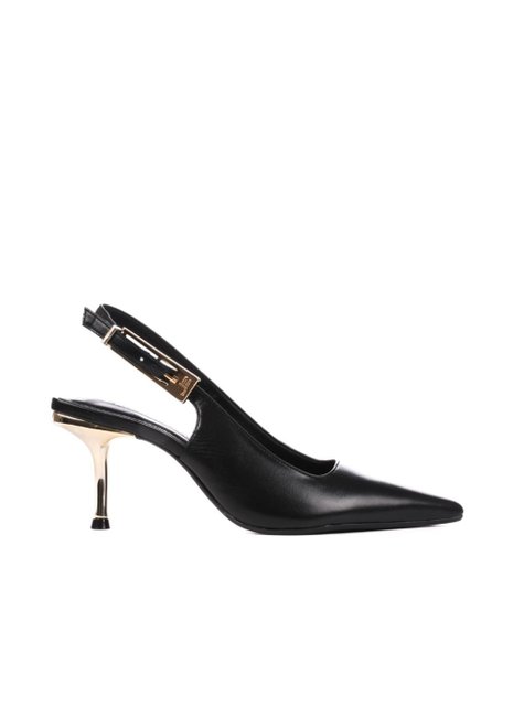 Slingback Salto Fino Dourado Couro Jorge Bischoff
