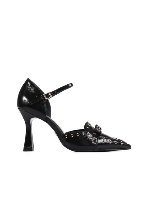 Scarpin Tachas Salto Alto Bico Fino Couro Jorge Bischoff