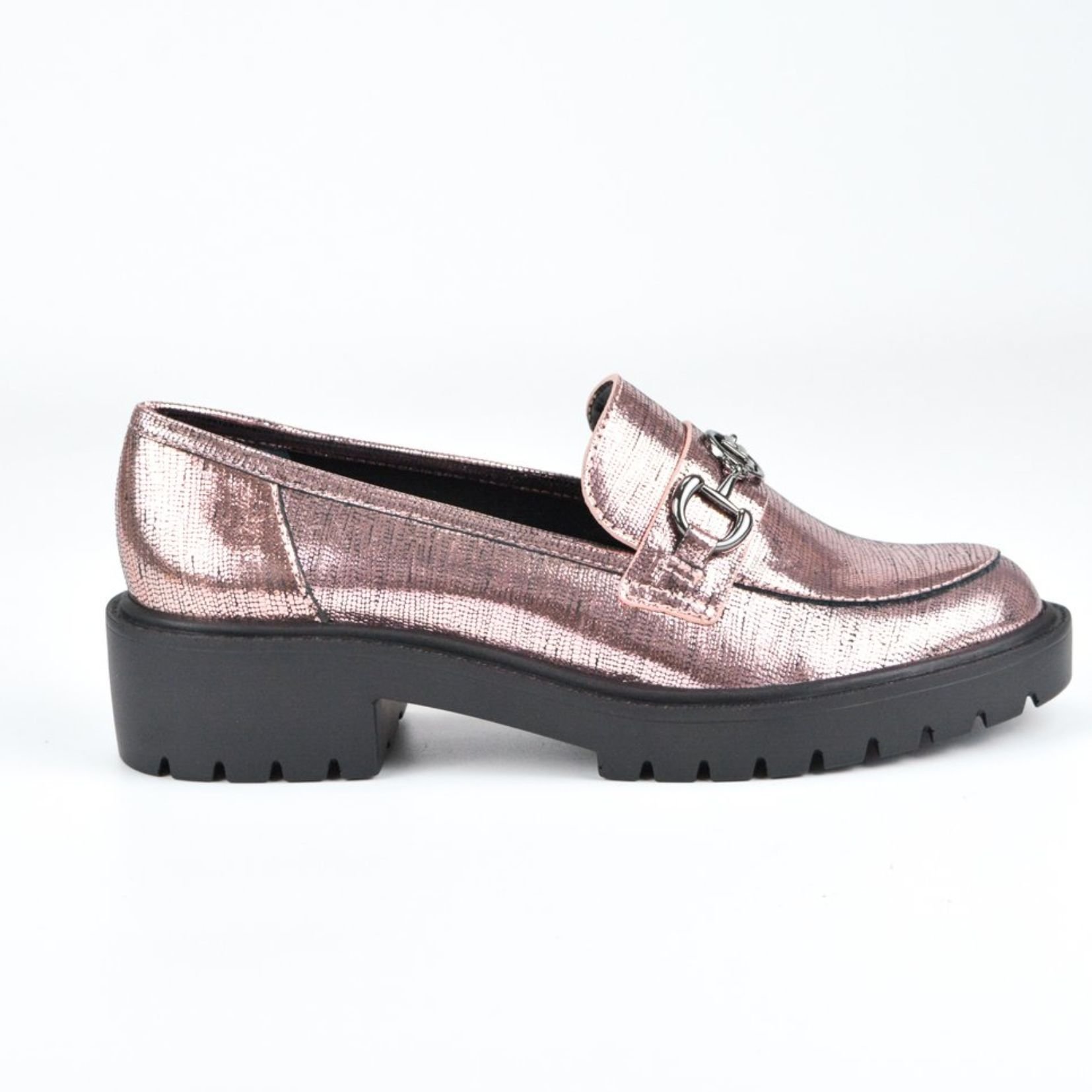 Loafer Tratorado Rosa Antique Metalizado Jorge Bischoff - Rosa