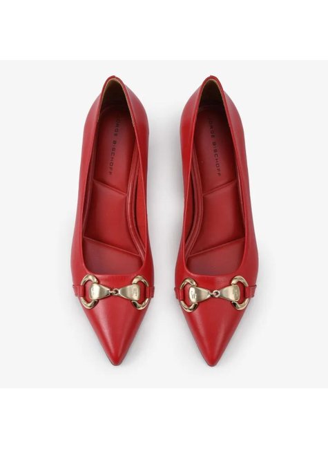 Scarpin Vermelho Rubi Salto Fino Baixo Couro Jorege Bischoff