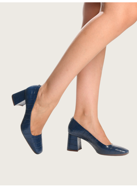 Scarpin Azul Marinho Couro Jorge Bischoff