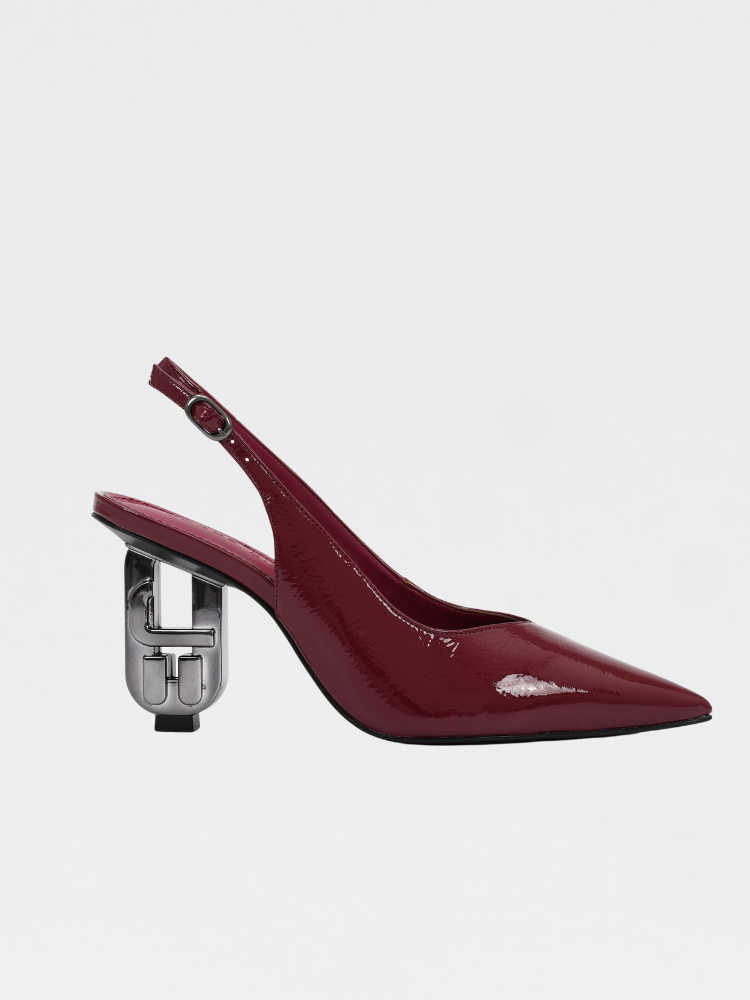 Slingback Vinho Dark Cherry Verniz Couro - Vinho