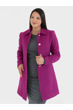 Casaco 7/8 Brocado Twed Malise - Fucsia