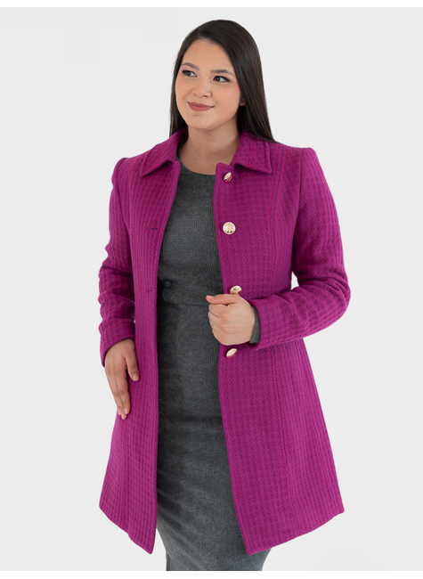 Casaco 7/8 Brocado Twed Malise - Fucsia