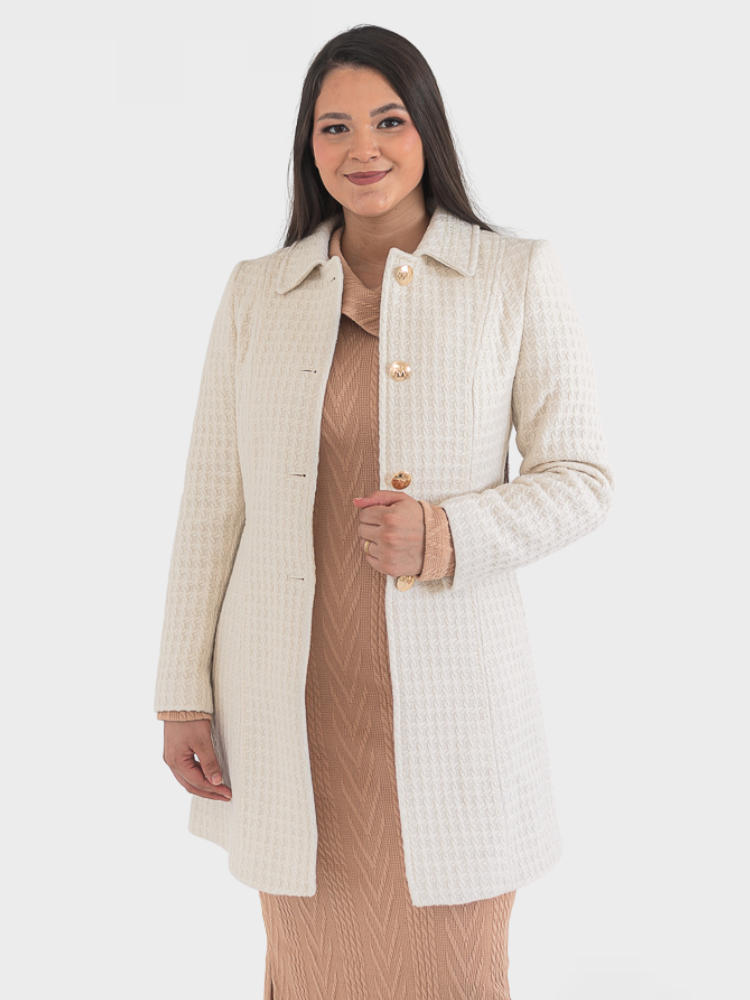 Casaco 7/8 Brocado Twed Malise - Off White