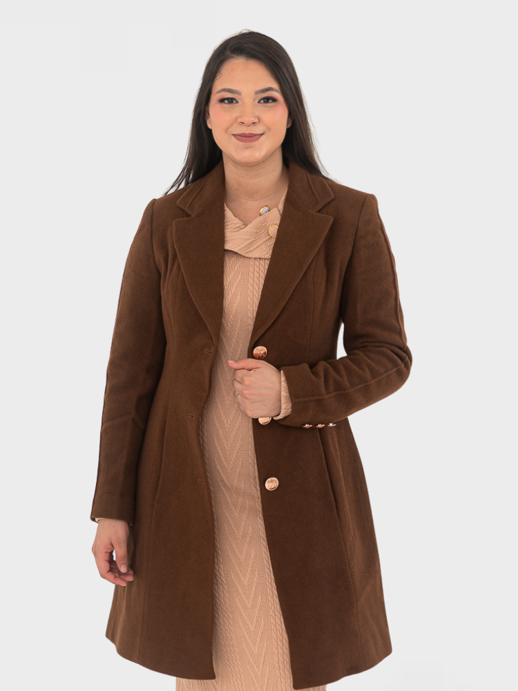 Casaco Velour Nervuras Lã Batida Malise - Marrom