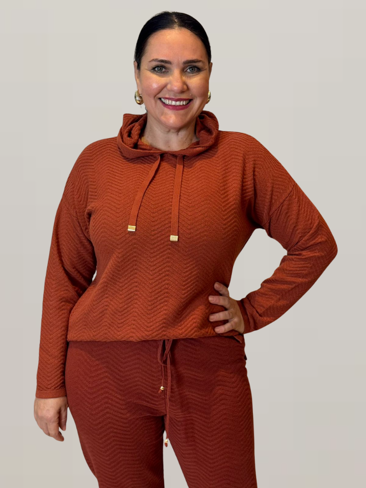 Blusa Tricô Capuz Anselmi Preto