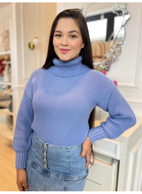ai…7773 様 roku 6 BOA BIG SLEEV PULLOVER Pullover de Tricô Azul Escuro - Moda Feminina Online - Porsche Pre
