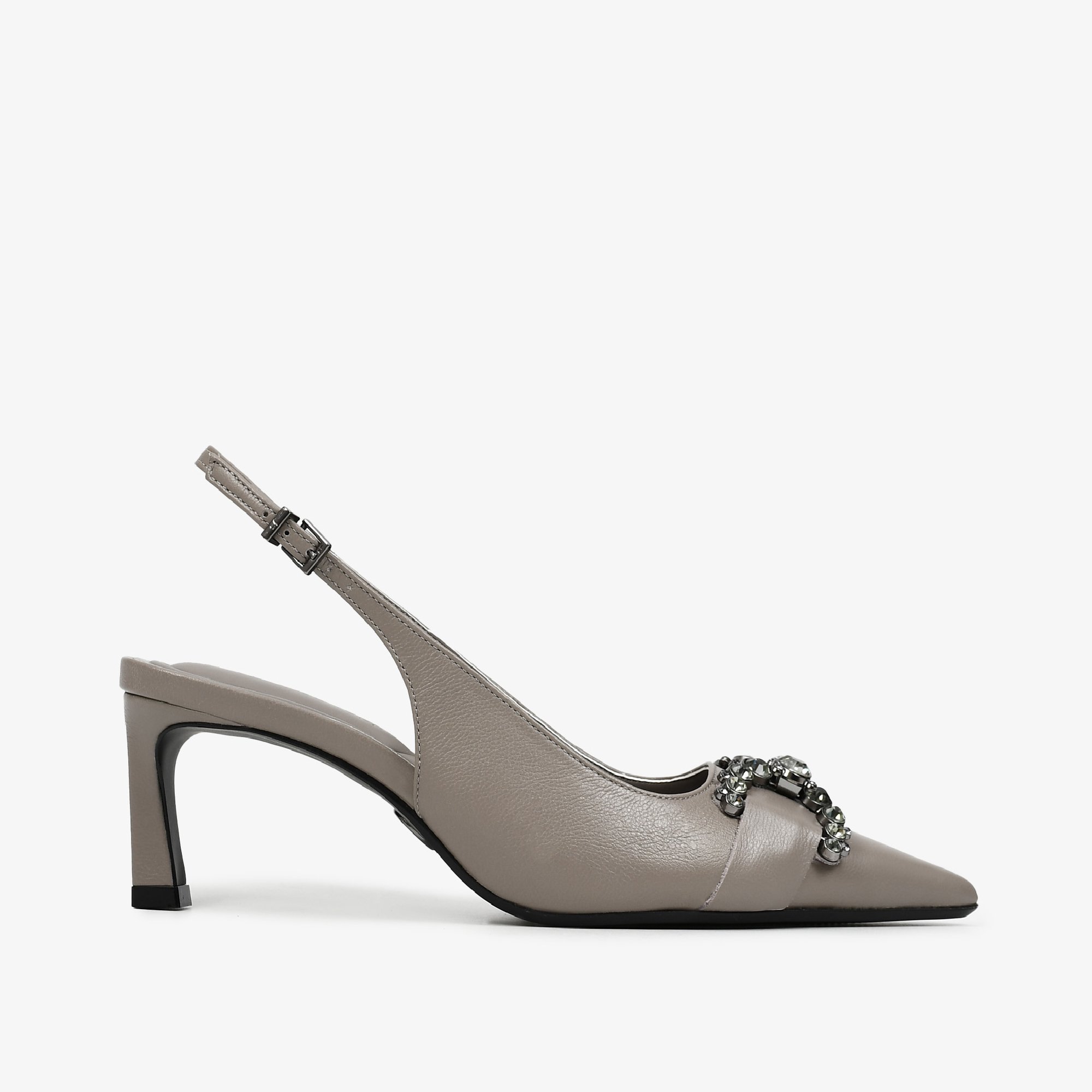 Slingback Couro Liss Cinza Jorge Bischoff Cinza