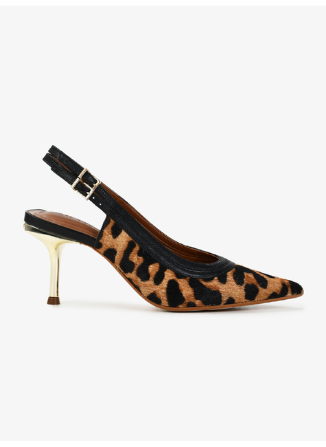 Slingback Salto Dourado Jorge Bischoff Animal Print